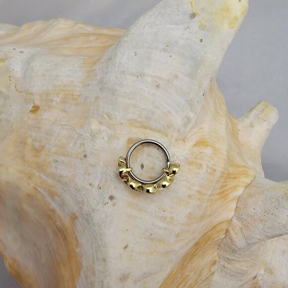 18G Clear CZ twist nose or cartilage hoop gold surgical steel seamless ring NWT - Picture 2 of 3